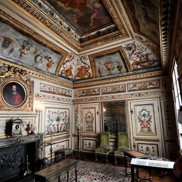 A person is watching the study of the Hôtel Colbert de Villacerf recreated at the Carnavalet museum in Paris on May 21, 2021. - The Carnavalet museum will reopen on May 29, 2021 after a four-year period of renovation. (Photo by ALAIN JOCARD / AFP) (Photo by ALAIN JOCARD/AFP via Getty Images)