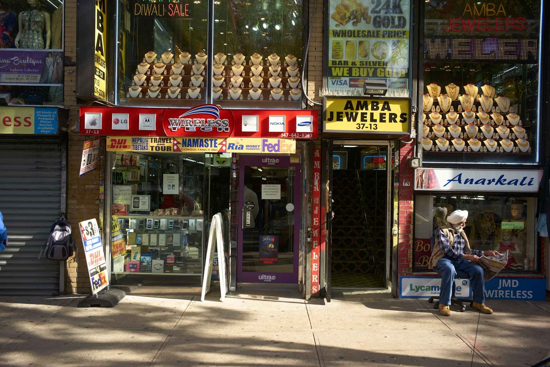 Exterior of store front in Jackson Heights Queens 