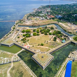 Jaffna Fort, built by the Portuguese near Karaiyur at Jaffna, Sri Lanka in 1618 under Phillippe de Oliveira following the Portuguese invasion of Jaffna. Fortress of Our Lady of Miracles of Jafanapatao