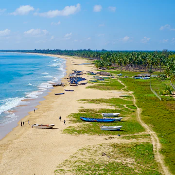 Sri Lanka, Ceylon, Eastern Province, East Coast, Passekudah, Kalkudah beach, aerial view