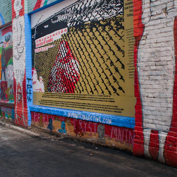 Clarion Alley lined with murals.