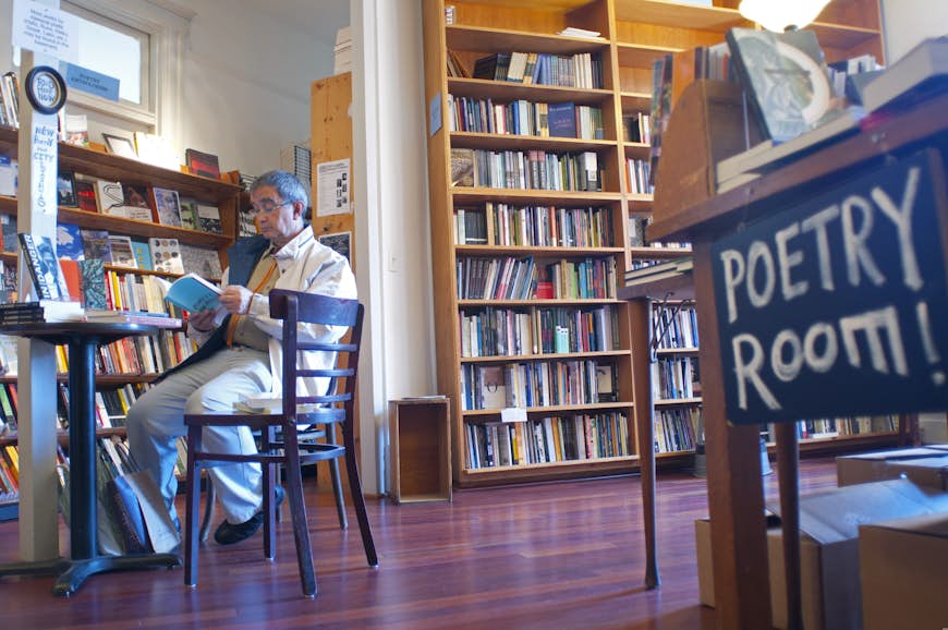 The poetry room in City Lights bookstore in North Beach, San Francisco, California, USA
