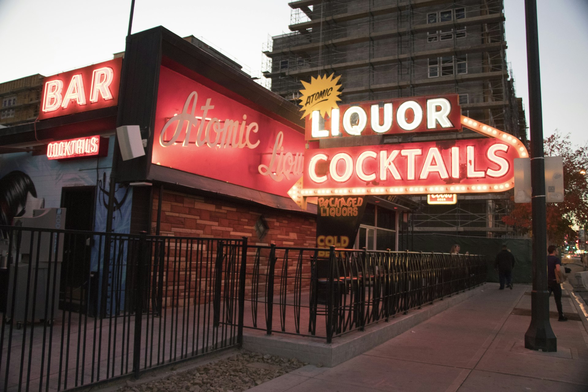Neon signs of Atomic Liquors bar in Downtown, Las Vegas