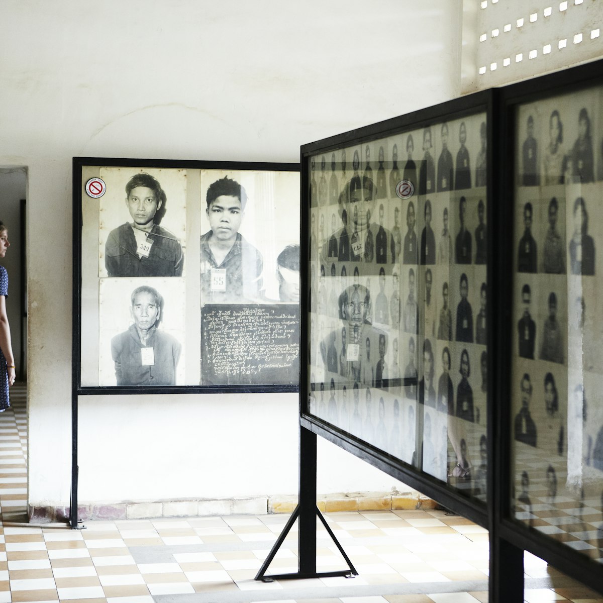 Photographs of inmates at Security Prison 21, Tuol Sleng Genocide Museum.