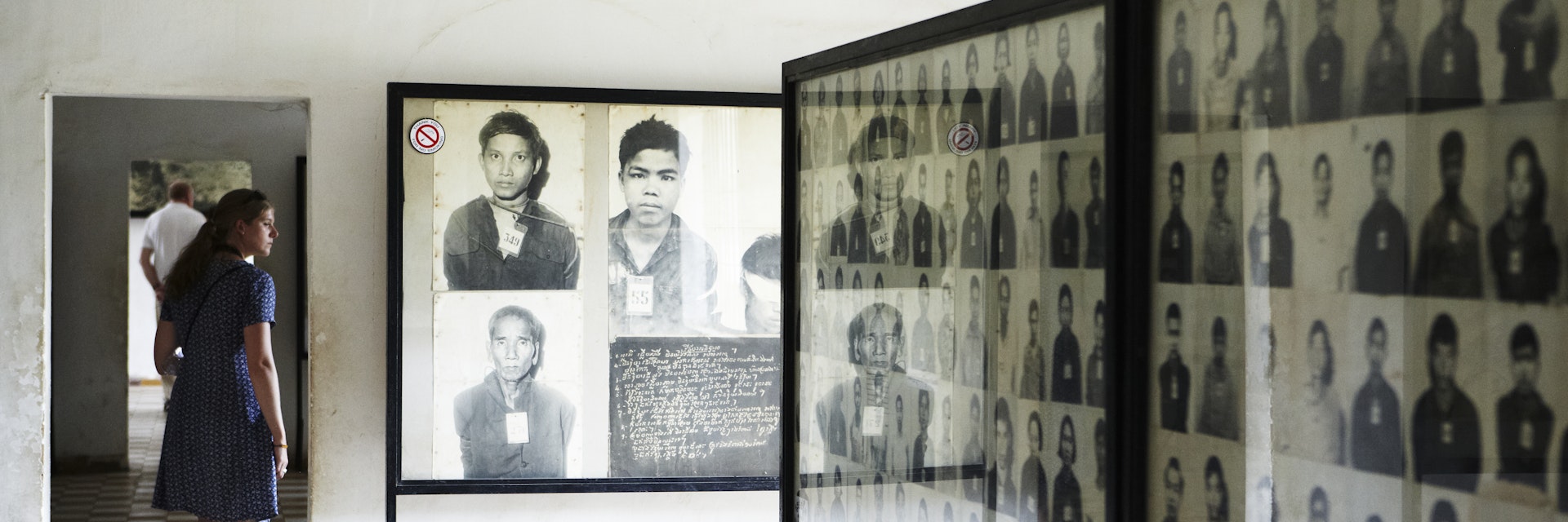 Photographs of inmates at Security Prison 21, Tuol Sleng Genocide Museum.