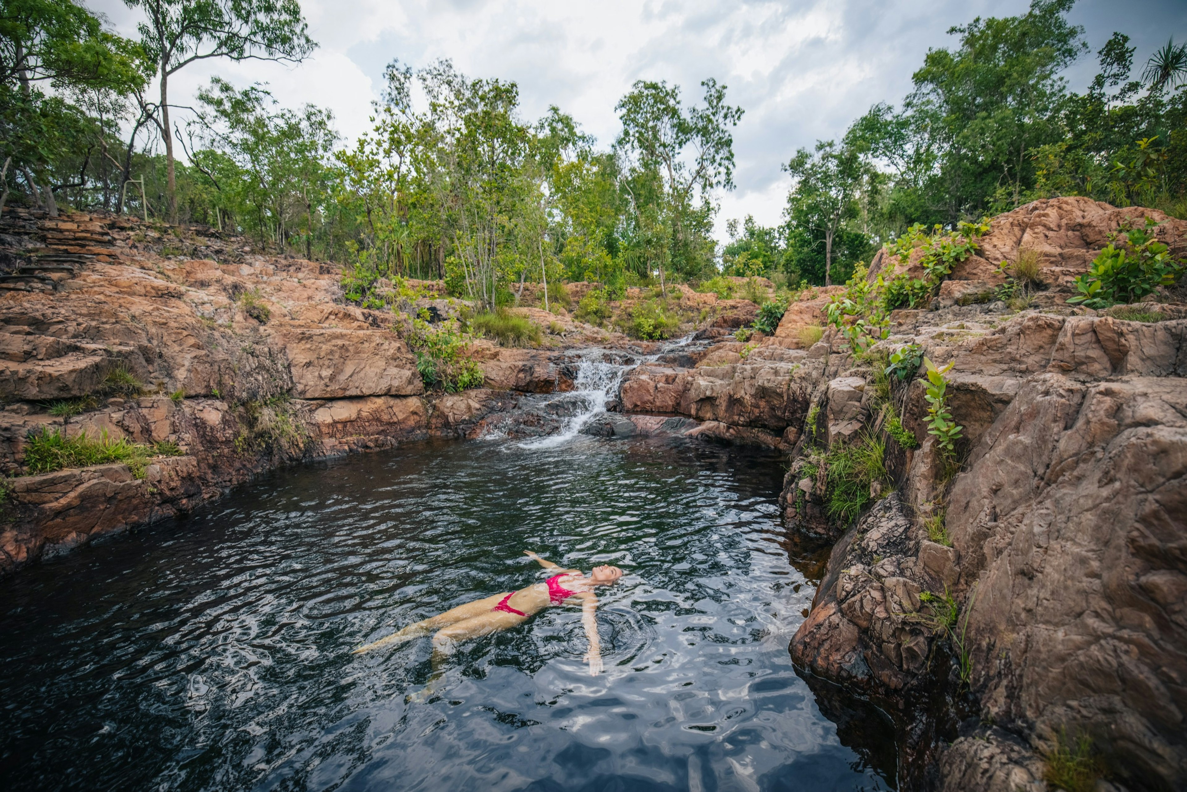 Woman floating at Buley Rockhole