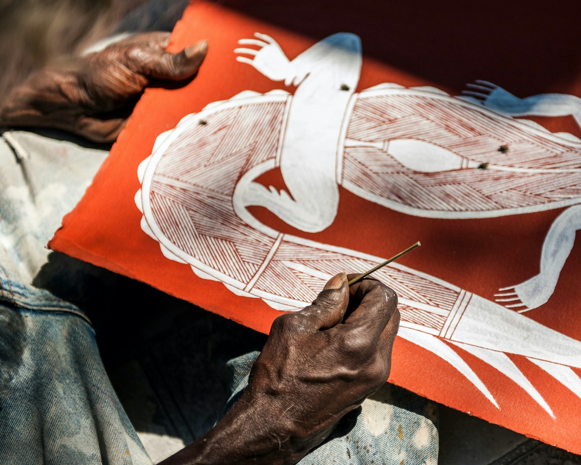 Aboriginal Artist at work in Kakadu