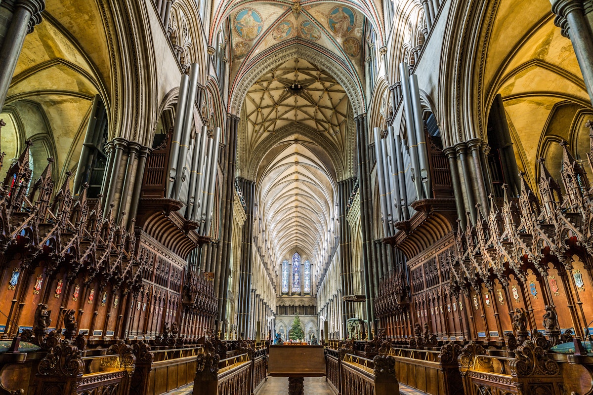 December 28, 2014: Interior of Salisbury Cathedral.