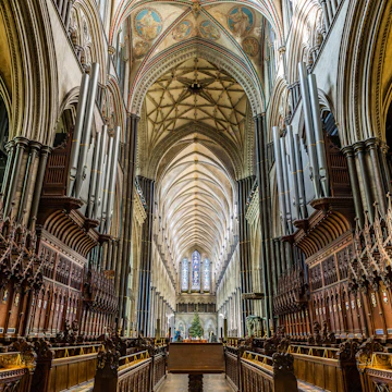 December 28, 2014: Interior of Salisbury Cathedral.