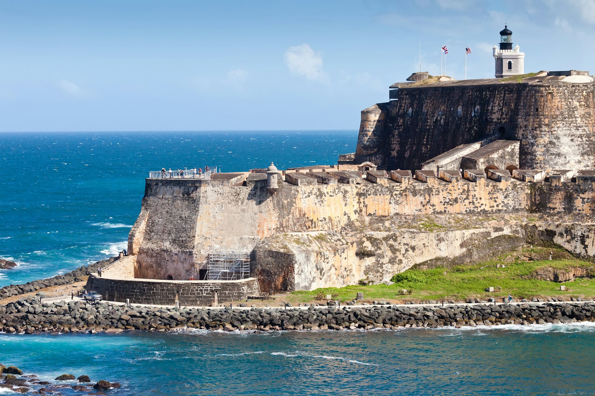 The edge and coastline of the El Morro Castle in San Juan, Puerto Rico