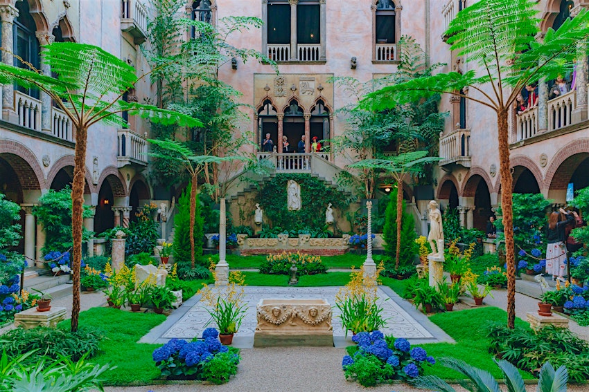The inner courtyard and garden of Isabella Stewart Gardner Museum in Boston.