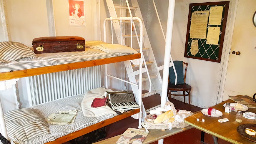 Inside the Titanic tender SS Nomadic crew cabin, which is now on display in Belfast's Titanic Quarter. 