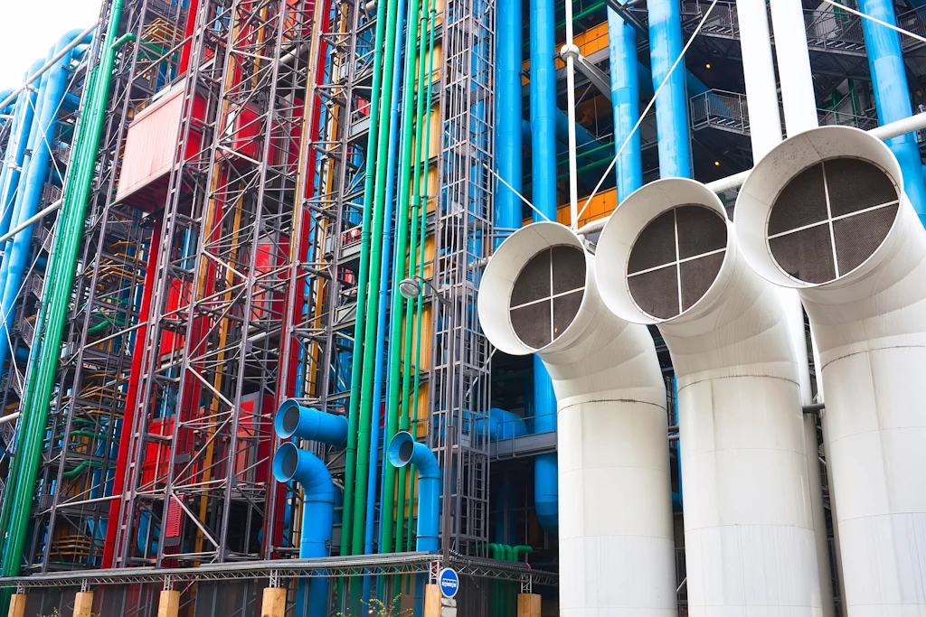 shutterstockRF_174969944.jpg Exterior piping of the Centre Pompidou, an avant-garde complex housing the National Museum of Modern Art