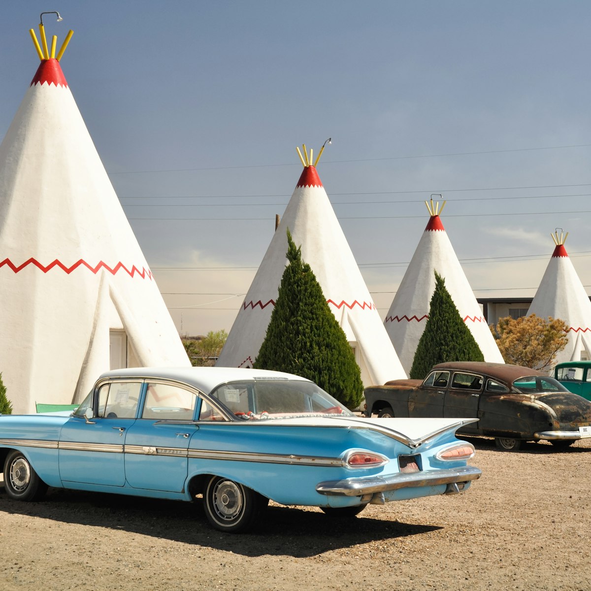 May 4, 2011: Wigwam Motel on Route 66 in Holbrook. The rooms of this hotel are built in the form of tipis.