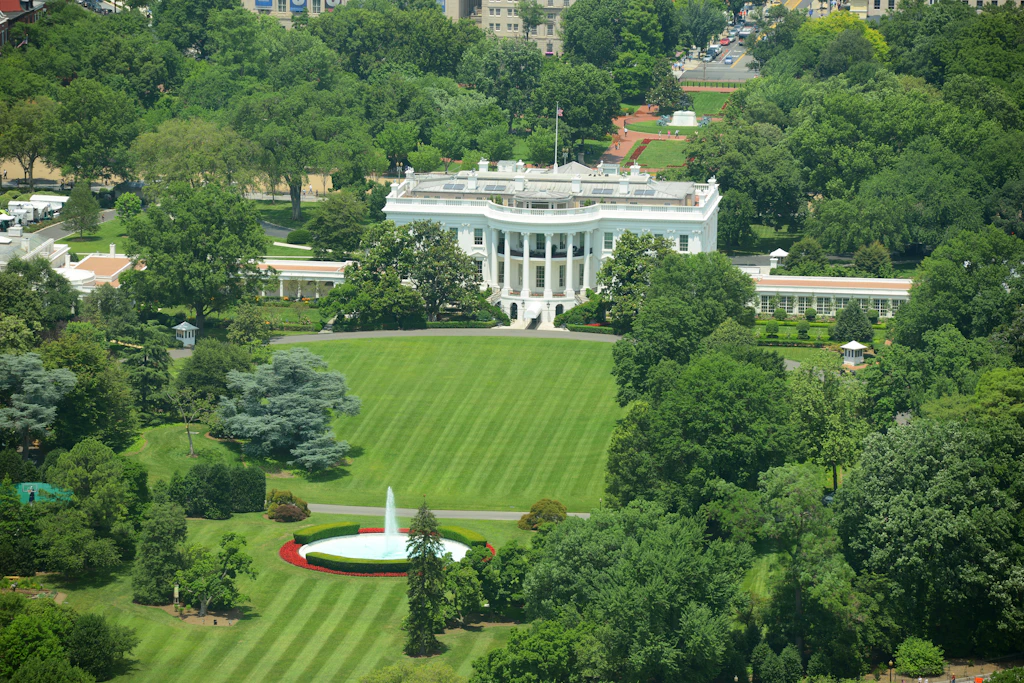 White House Aerial View from the top of Washington Monument, Washington DC, 