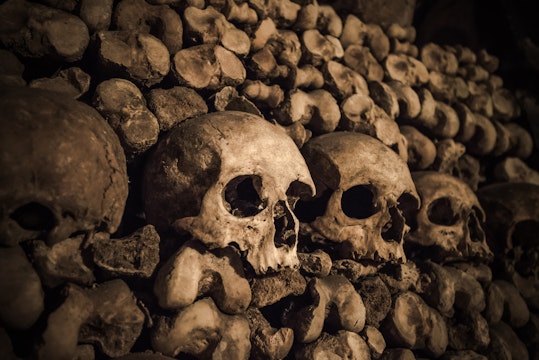 Skulls and bones in Paris Catacombs