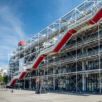 Paris, France - August 13, 2016: The Pompidou Centre is a complex building in the Beaubourg area of the 4th arrondissement. It houses the Public Information Library and the museum of Modern art.