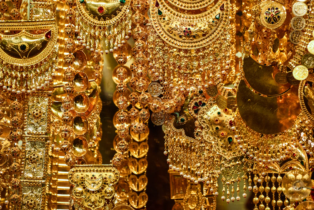 Gold on display at Dubai's Gold Souq market