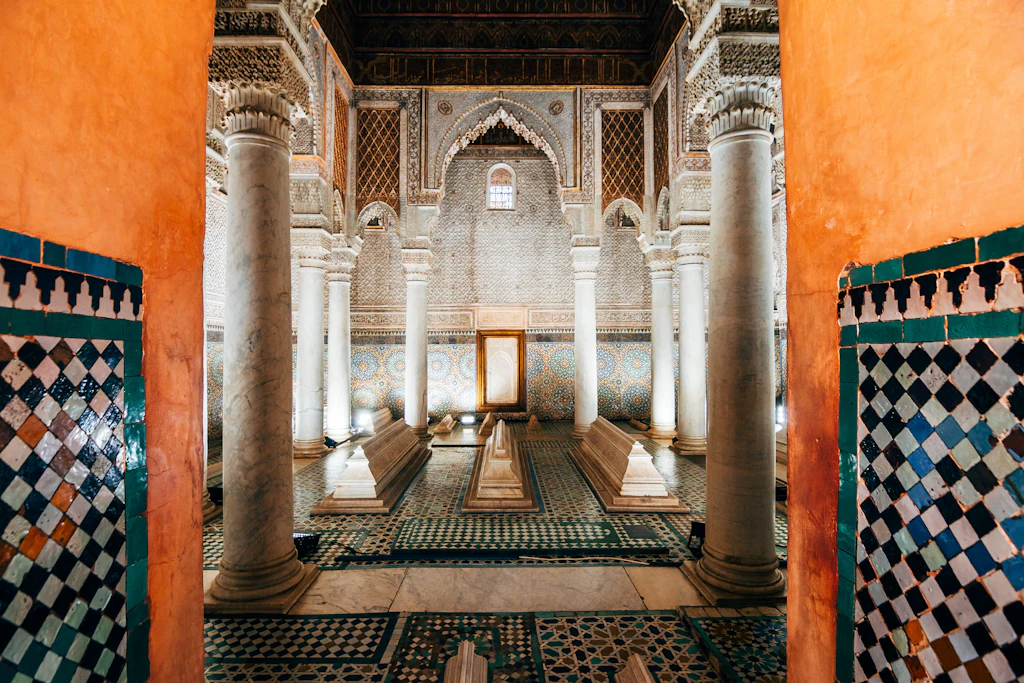 Saadian Tombs in Marrakesh, Morocco Tilework in Saadian Tombs in Marrakesh, Morocco
