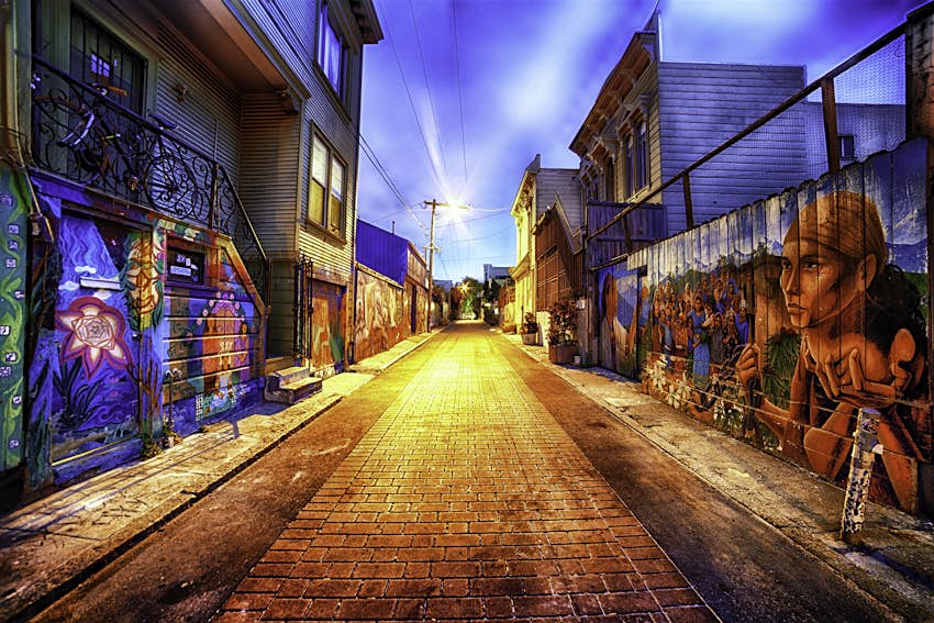 Balmy Alley in San Francisco, California, USA.