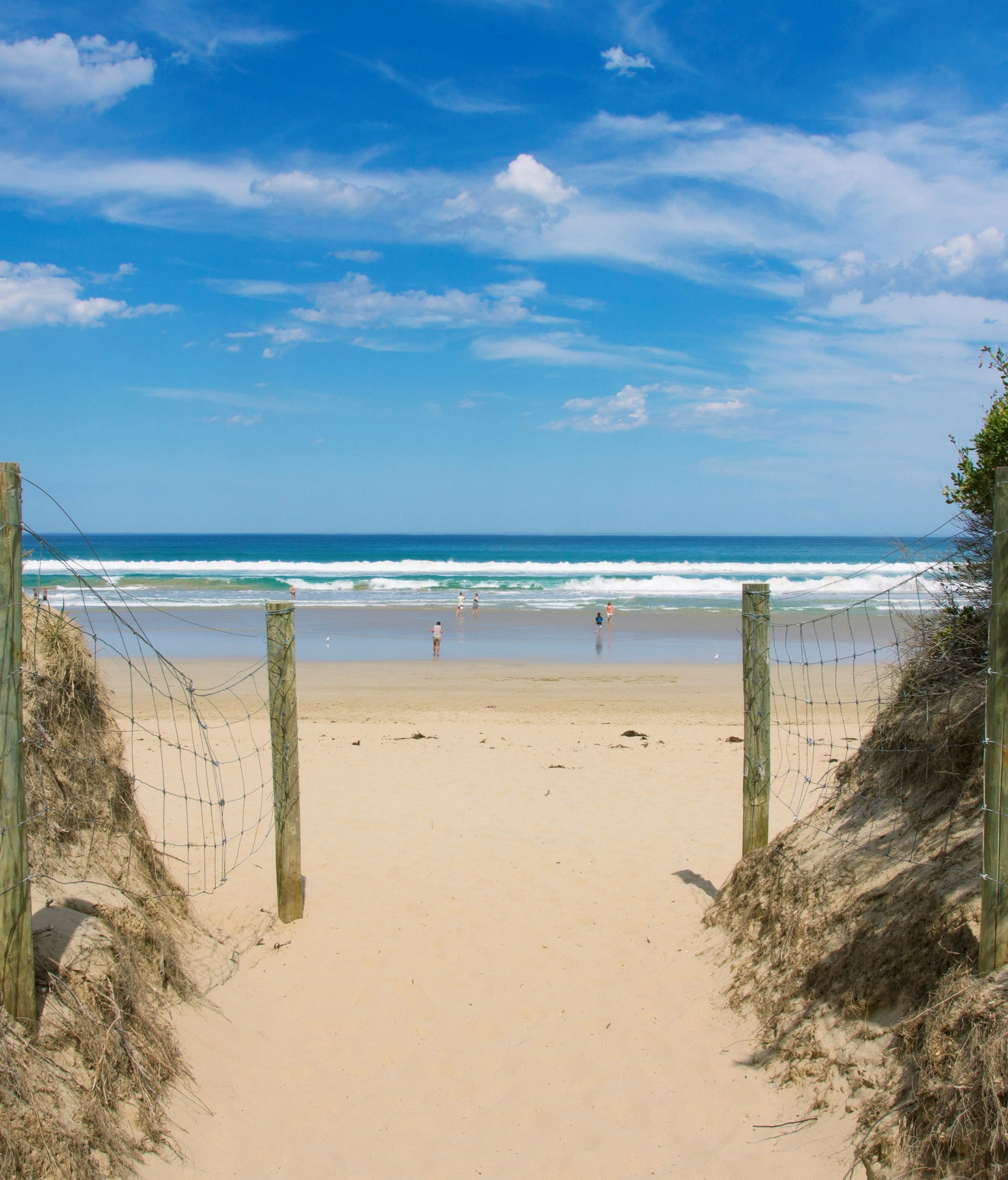 A view of an empty strip of beach located just off The Great Ocean Road, near the town of Lorne, Australia.