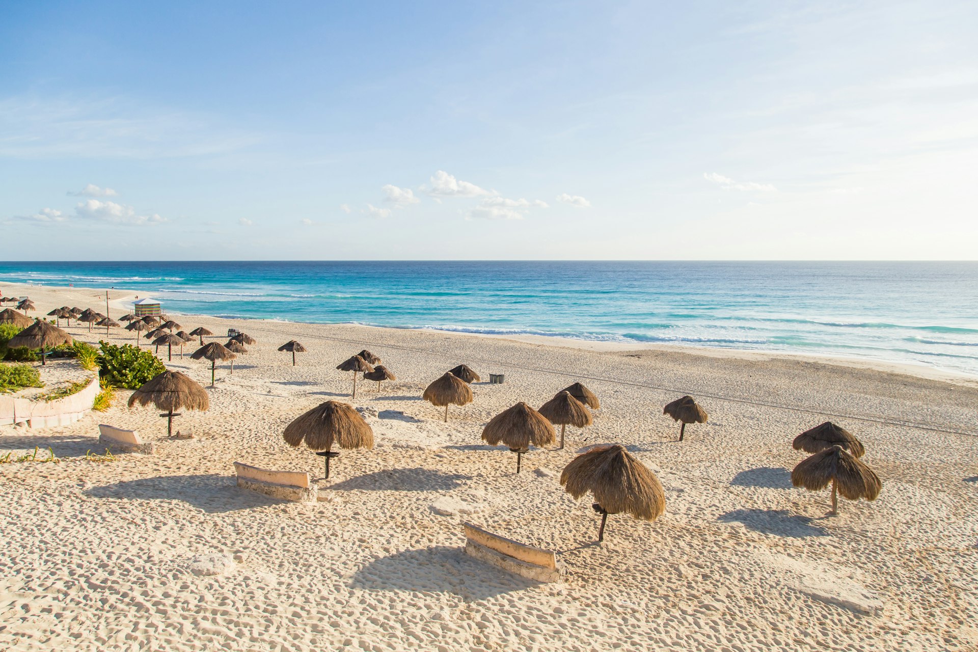Beautiful beach on the Caribbean coast. Zona hotelera, Playa Delfines, Cancun, Mexico