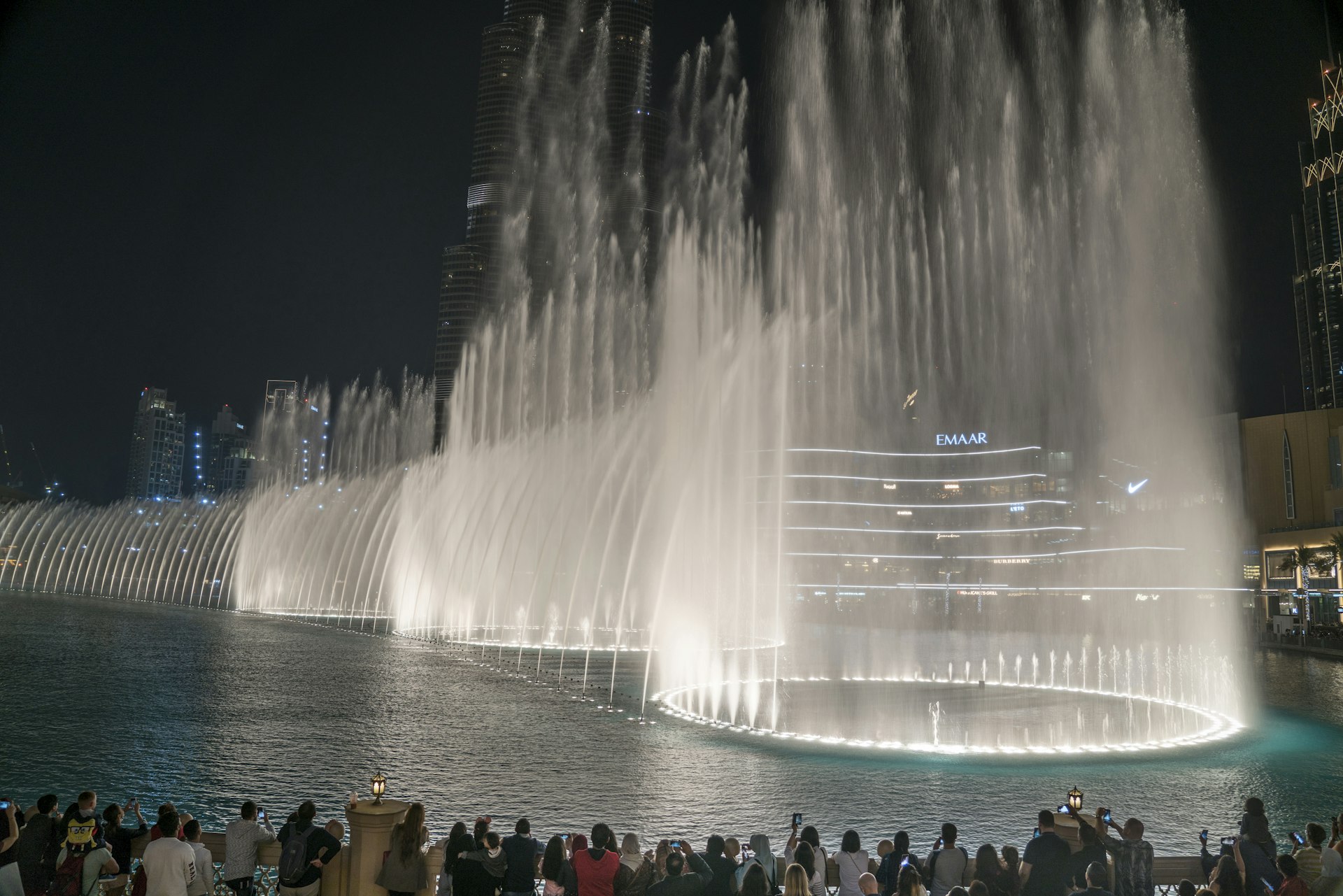 People watching the display at the Dubai Fountain
