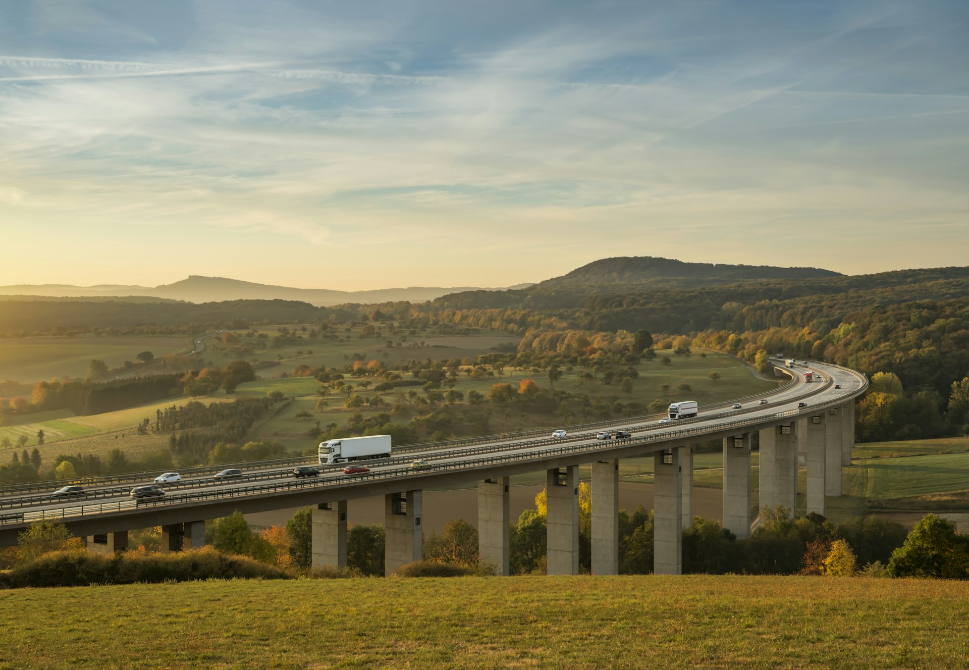 Traffic on a bridge on the Autobahn, Germany