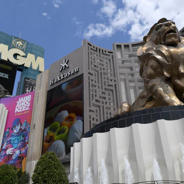 LAS VEGAS, NEVADA - AUGUST 28: An exterior view shows the marquee at MGM Grand Hotel & Casino left of the Leo the Lion statue on the Las Vegas Strip amid the spread of coronavirus (COVID-19) on August 28, 2020 in Las Vegas, Nevada. MGM Resorts International will lay off 18,000 furloughed employees in the United States on Monday as the resort industry struggles to recover from the pandemic. The move was necessary since federal law requires companies to lay off furloughed workers after six months. Before hotel-casinos shut down in March, the company had 68,000 employees nationwide, including 52,000 in Las Vegas. MGM Resorts said laid-off employees could be brought back as business demand returns. (Photo by Ethan Miller/Getty Images)