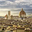 Beautiful sunset cityscape view of the Santa maria nouvelle Duomo and the town of Florence, in the Italian Tuscany.