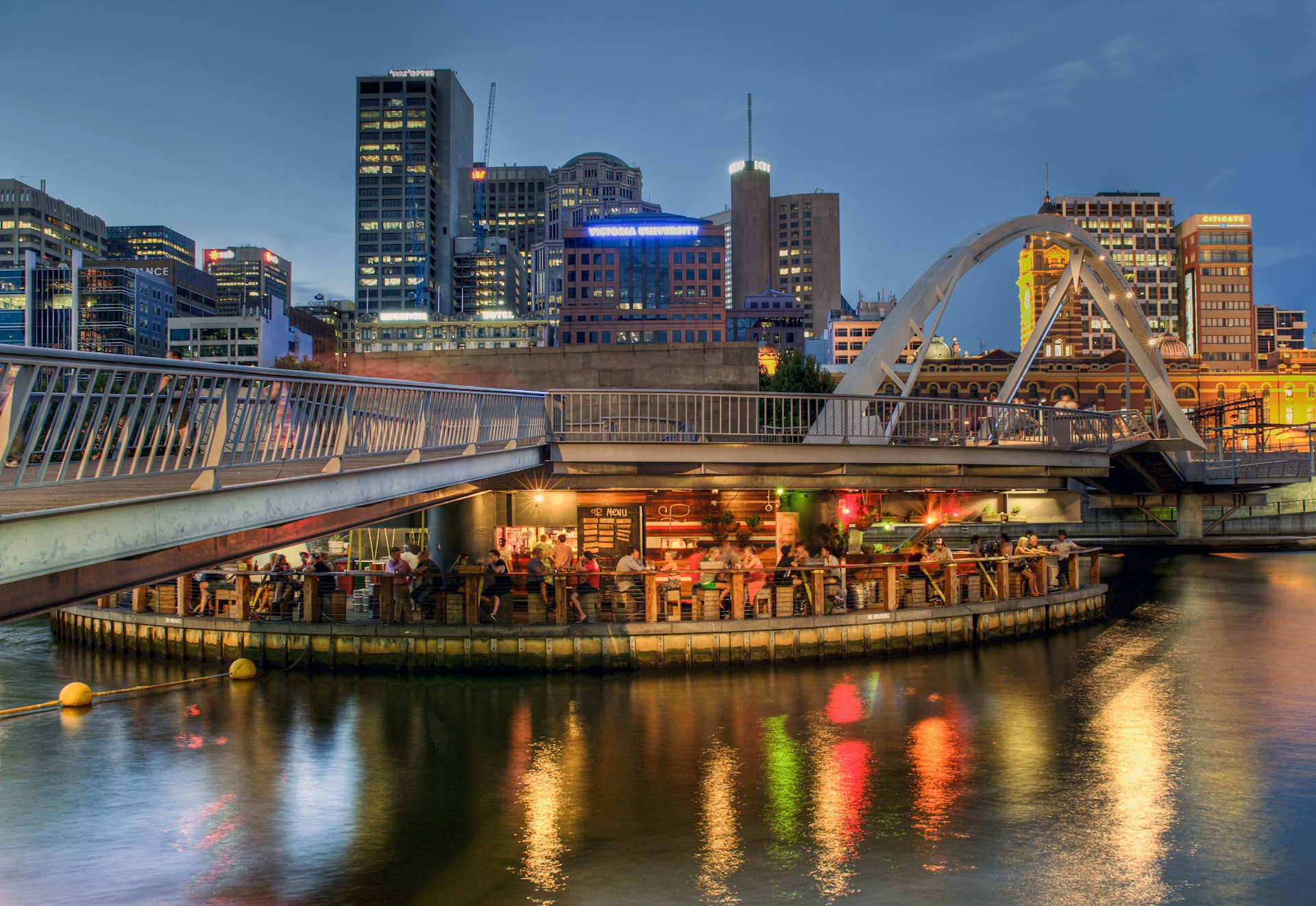 Riverside bar on Ponyfish Island in Melbourne