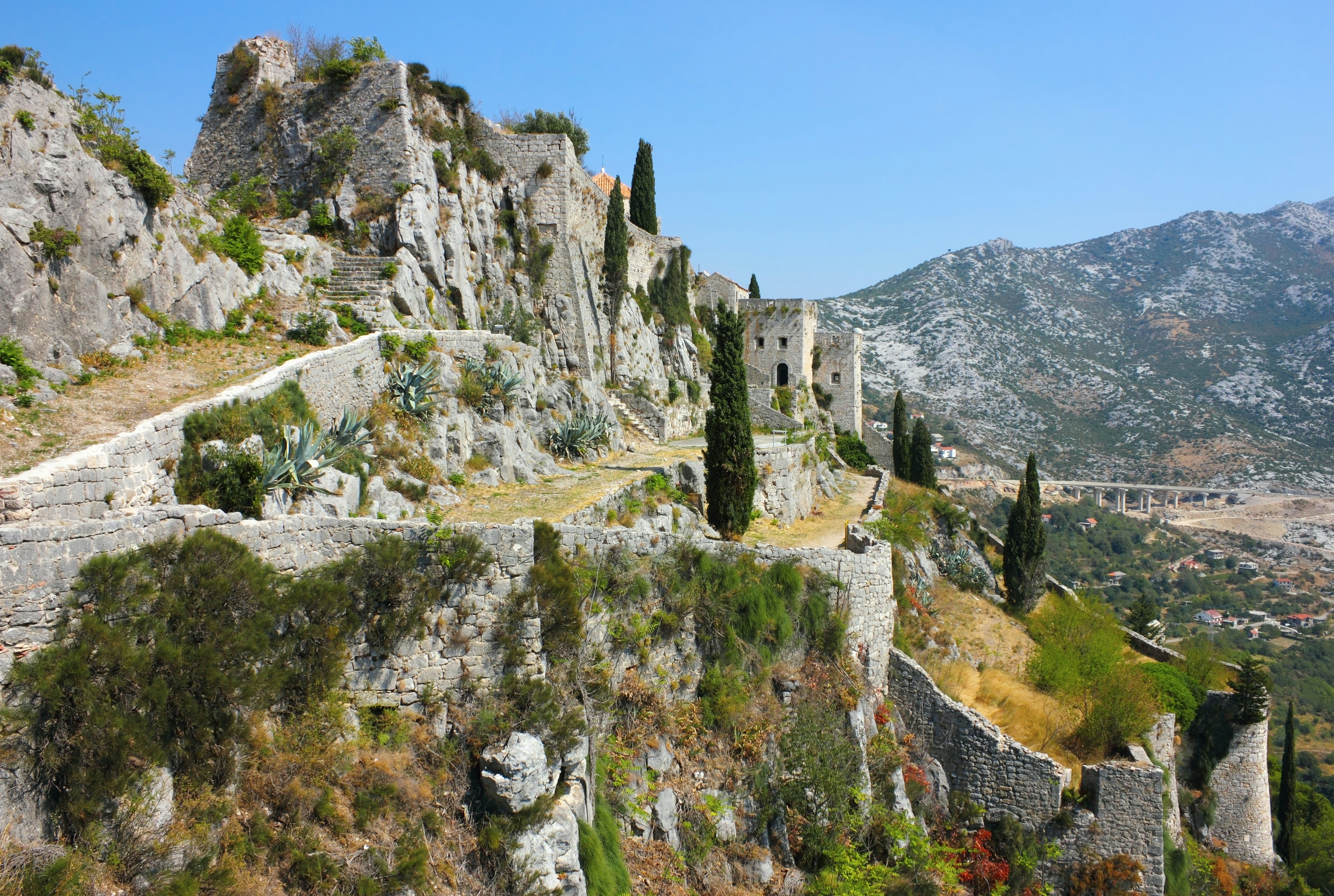 View in a bright sunny day of fortress Klis near Split in Croatia.