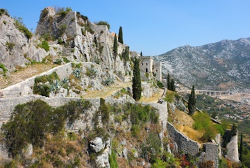 View in a bright sunny day of fortress Klis near Split in Croatia.