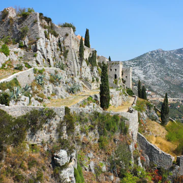 View in a bright sunny day of fortress Klis near Split in Croatia.