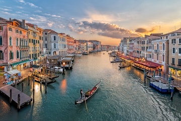 Italy, Venice, Elevated view of canal in city