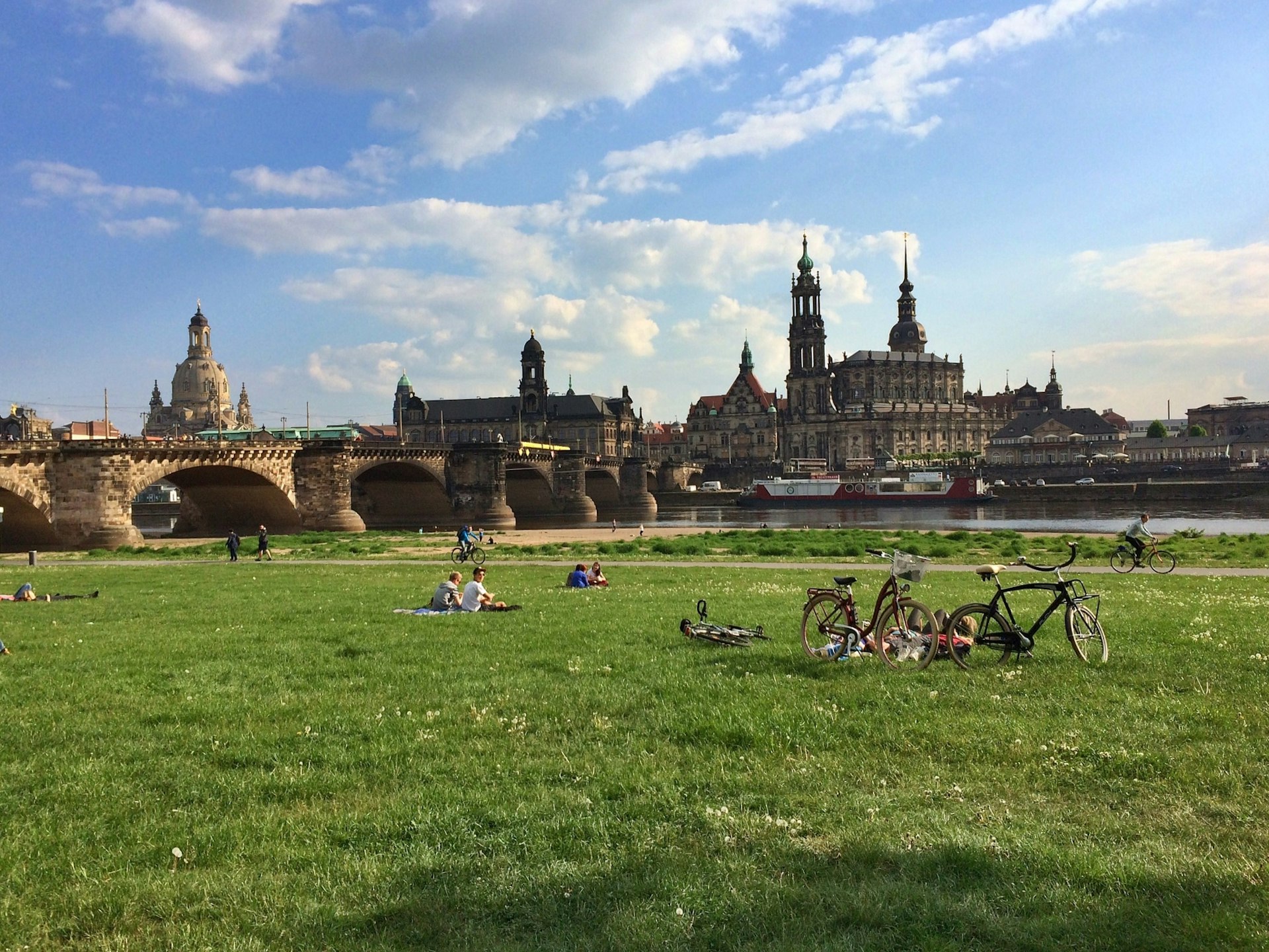View of Dresden Cathedral from a park in Dresden, Germany