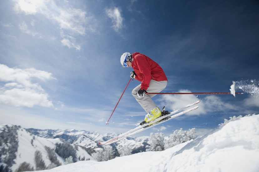Man in air on skis