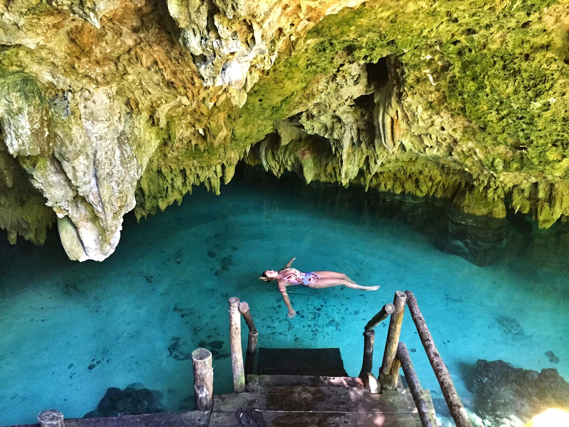 Woman Floating in A Cenote