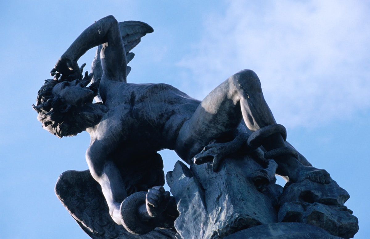 Monument to The Fallen Angel (El Angel Caido) by Ricardo Bellver in El Parque del Buen Retiro.