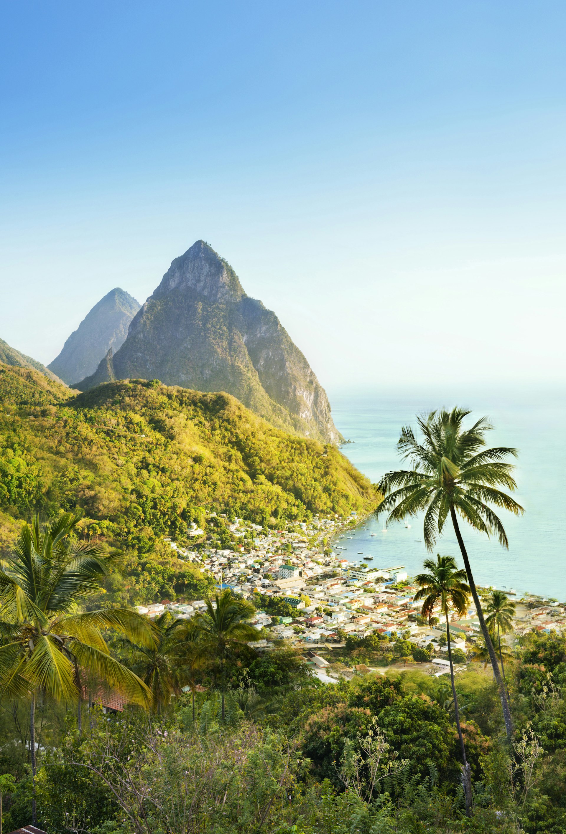 Overview of The Pitons in St Lucia 