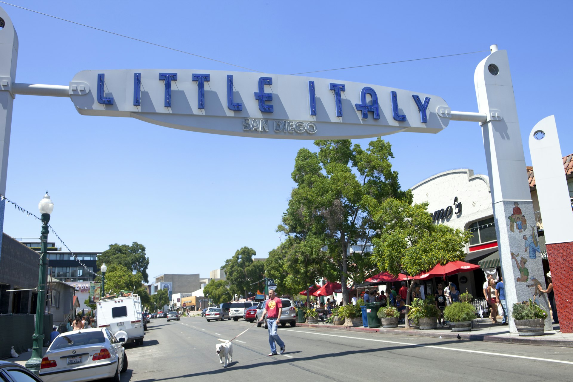 San Diego's Little Italy Sign and Street Scene