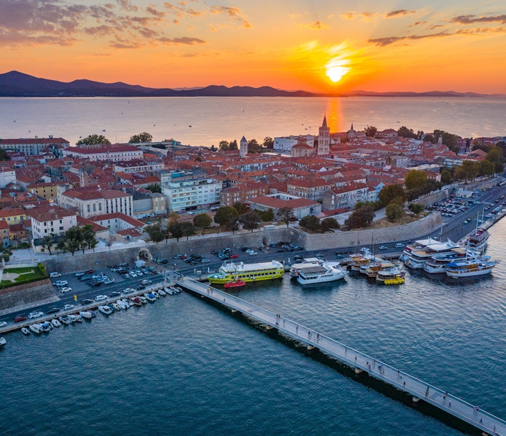 Zadar's Old Town district is located on a peninsula that juts out in the Adriatic.