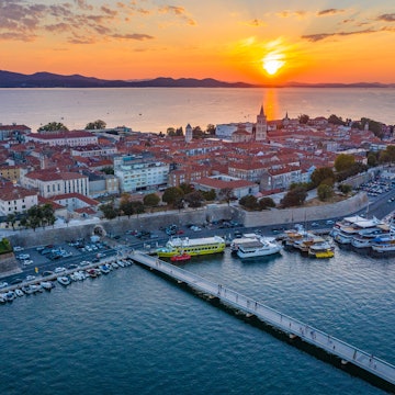 Zadar's Old Town district is located on a peninsula that juts out in the Adriatic.