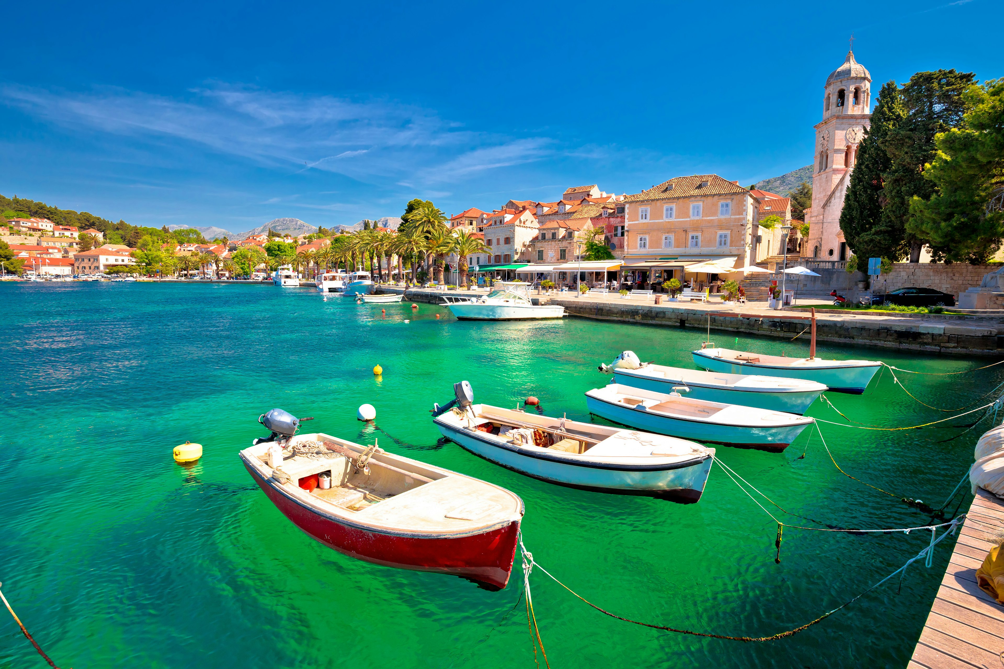 Turquoise waterfront of Cavtat view, Town in south Dalmatia, Croatia