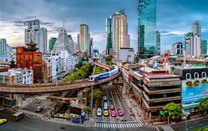 Bangkok, Thailand - June 3 2018: Silom, downtown Bangkok.