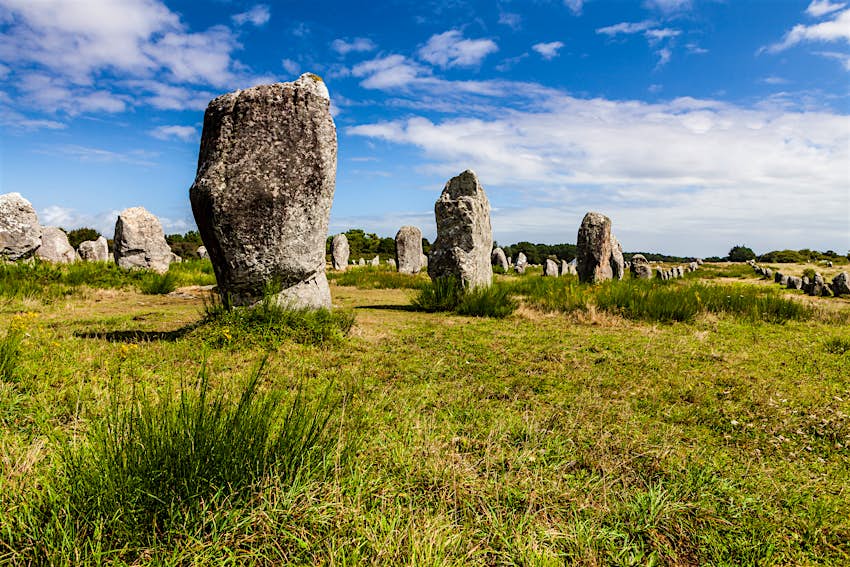 Carnac Stones, Brittany Open grassland with rows of large free-standing stones