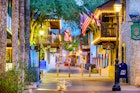 ST. AUGUSTINE, FLORIDA - JANUARY 5, 2015: Shops and inns line St. George. Once the main street, it is still considered the heart of the city.