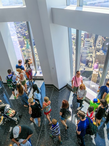 NEW YORK - MAY 29 : ONE  WORLD OBSERVATORY grand opening day on May 29, 2015. It  is open year round. Starting May 29th until September 7th from 9 a.m. until midnight