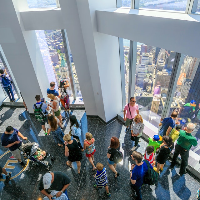 NEW YORK - MAY 29 : ONE WORLD OBSERVATORY grand opening day on May 29, 2015. It is open year round. Starting May 29th until September 7th from 9 a.m. until midnight