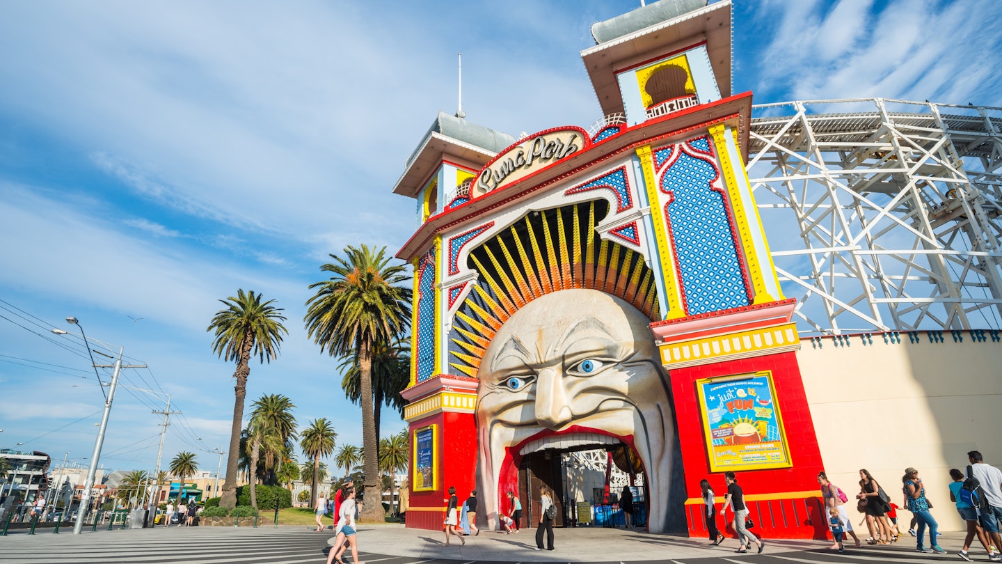 Melbourne, AUSTRALIA - OCTOBER 03 2015: Luna park the iconic amusement park of Melbourne, Australia.